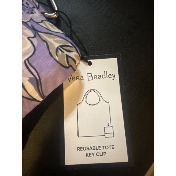 Vera Bradley Reusable Tote Bag Key Clip With Carabiner Lavender Floral Pattern - Picture 2 of 4